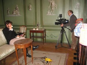 Castellani durante le riprese a Basilea con Burckhardt