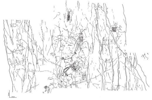 Rielaborazione grafica di Dario Sigari del complesso pitture-graffiti del settore A