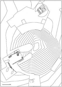 Pianta del tumulo della Regina e della tomba dell'aryballos