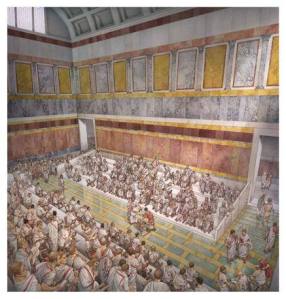 La ricostruzione grafica degli "Auditoria" di Adriano