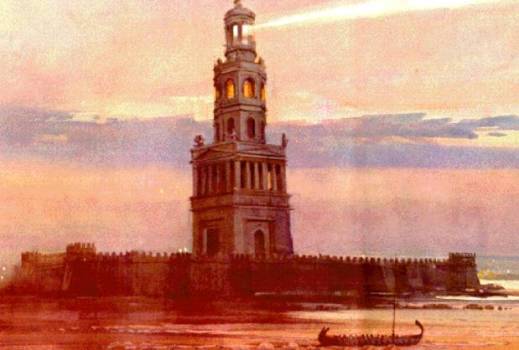 Una ricostruzione del Faro di Alessandria, una delle sette meraviglie del mondo antico