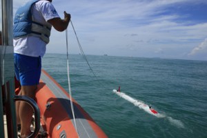 I ricercatori e i tecnici con TifOne all'opera nelle acque antistanti Israele