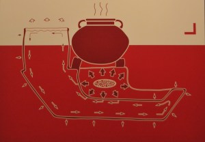 La ricostruzione grafica di un fornello mobile in piombo ritrovato su un relitto