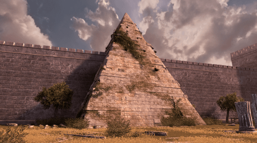 La Piramide fu voluta come tomba da Caio Cestio e realizzata tra il 18 e il 12 a.C.
