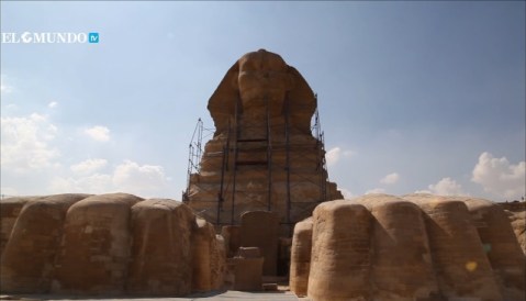 La Sfinge vista dal cortile all'altezza delle zampe: presto questo spazio sarà accessibile al pubblico