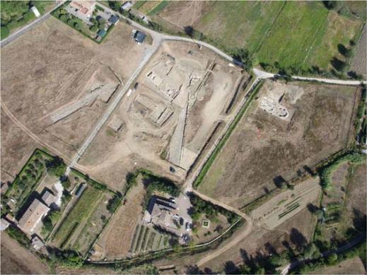 L'area dello scavo di Fanum Voltumnae a Campo Fiera copre tre ettari