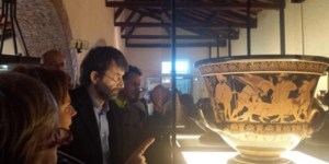 Il ministro Dario Franceschini all'inaugurazione della mostra "I capolavori di Eufronio" a Cerveteri