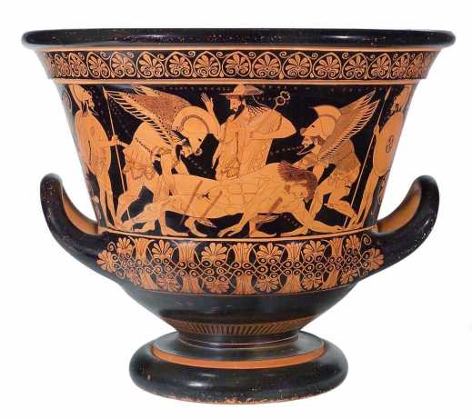 Il Cratere di Eufronio, capolavoro del V sec. a.C., trafugato nel 1971 da Cerveteri dove ora è tornato in mostra