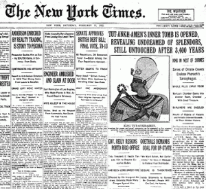 Il New York Times annuncia la scoperta della tomba di Tutankhamon