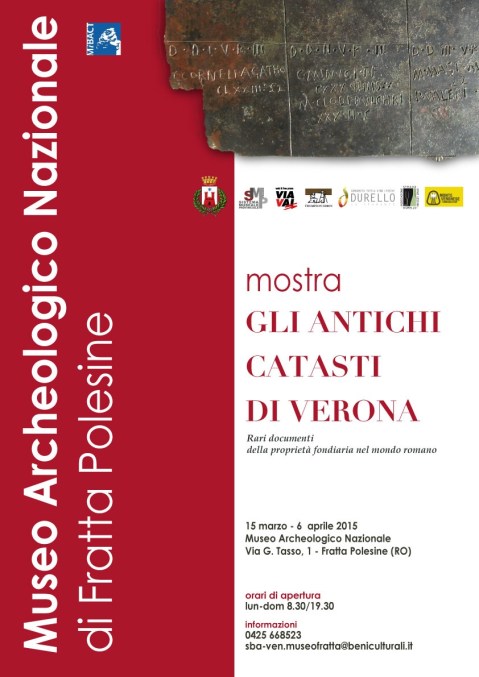 "Gli antichi catasti di Verona": locandina della mostra al museo archeologico nazionale di Fratta Polesine
