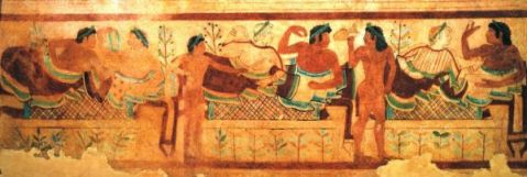 Il simposio come lo hanno rappresentato gli stessi etruschi nelle loro pitture
