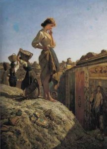 "Fanciulla pensierosa sugli scavi di Pompei" di Palizzi