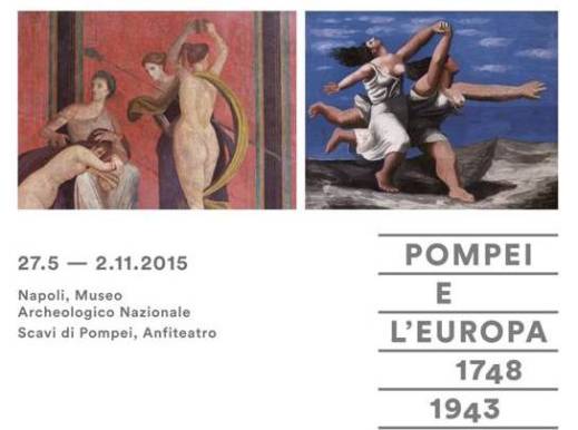 Il manifesto della mostra "Pompei e l'Europa" aperta all'anfiteatro di Pompei e al museo archeologico nazionale di Napoli