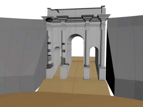 L'arco di Tito al Circo Massimo era a tre fornici intercomunicanti con 4 colonne libere