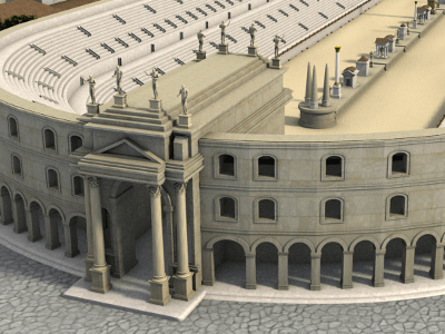 L'arco di Tito al Circo Massimo come doveva essere inserito al centro dell'emiciclo