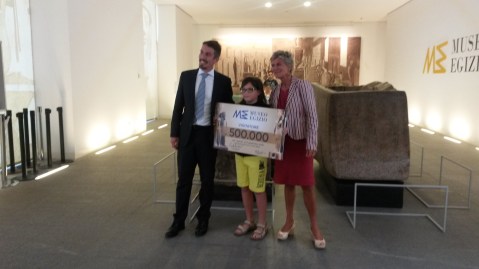 Il giovanissimo Massimo Morato tra il direttore Greco e la presidente Christillin