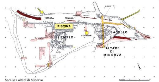 Pianta dell'area archeologica di Veio in Etruria Meridionale