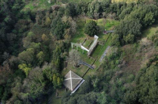 L'area archeologica di Veio con il santuario del Portonaccio in una veduta dall'alto