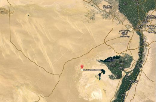 La posizione del Museo dei Fossili nel grande deserto occidentale visto dal satellite (Google Map) 