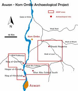 La mappa dell'Aswan-Kom Ombo Archaeological Project (Akap)