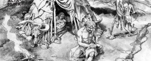 La ricostruzione dell'Uomo di Altamura quando viveva nella grotta