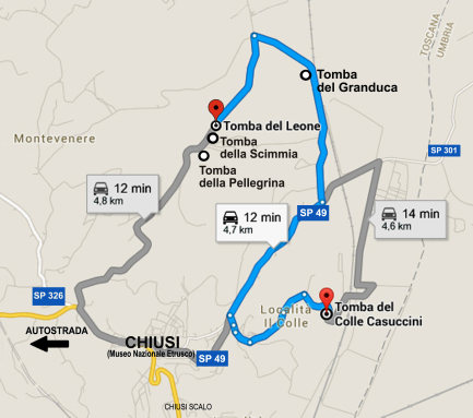 L'anello stradale creato negli anni '20 del '900 per visitare le tombe etrusche delle necropoli di Chiusi