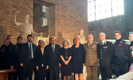 Autorità civili e militari alla presentazione a Roma dei Caschi blu della cultura
