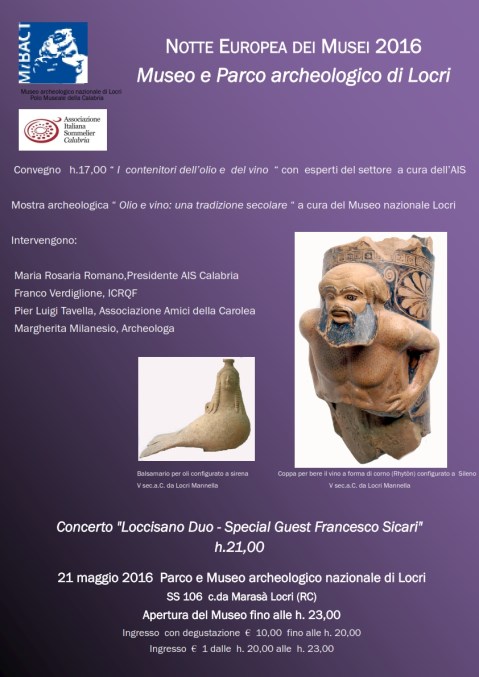 La locandina della Notte dei Musei all'archeologico di Locri