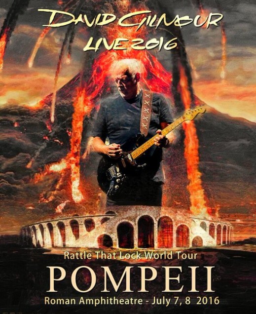 Il manifesto del concerto di David Gilmour a Pompei il 7 e 8 luglio 2016