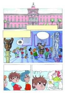 Una tavola del fumetto “Nico e l’indissolubile problema… egizio” del grande disegnatore disneyano Blasco Pisapia