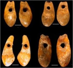 Le conchiglie ornamentali dipinte di ocra rossa poste attorno al corpo del ragazzino Romito 9