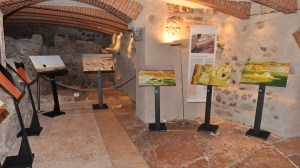 Il suggestivo allestimento della mostra "Luci e colori della Terra" di Gianna Ossena a Palazzo Lodron di Trento