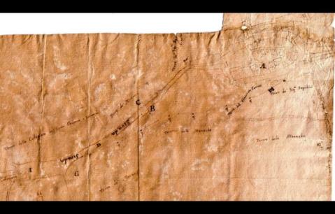 Il foglio su cui don Francesco Menicucci tracciò la sua ipotesi di tracciato dell'antico acquedotto romano di Cupramontana