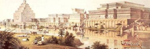 La ricostruzione di Ninive in una stampa antica dà un'idea della magnificenza della capitale assira