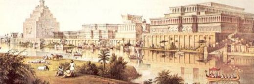 La ricostruzione di Ninive in una stampa antica dà un'idea della magnificenza della capitale assira
