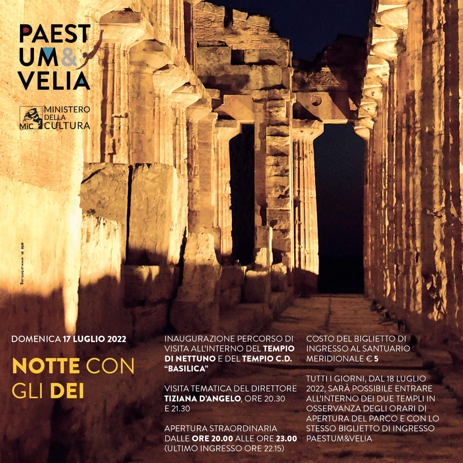 Paestum_santuario-meridionale_notte con gli dei_locandina