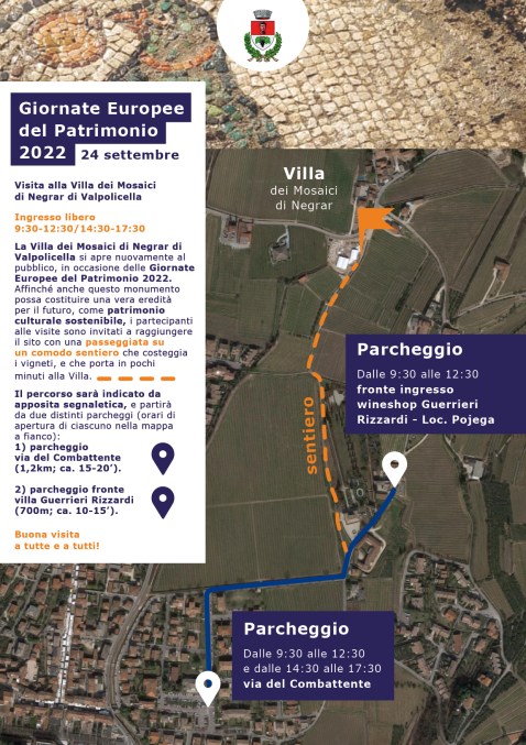 negrar_villa-dei-mosaici_gep-2022_apertura-al-pubblico_mappa-parcheggi_locandina