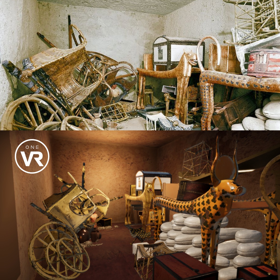 venezia_palazzo-zaguri_Tutankhamon 100 anni di misteri_raffronto-foto-Carter-e-ricostruzione-virtuale_1_foto-italmostre