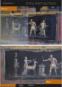 pompei_casa-dei-vettii_stanza-amorini_fasi-di-pulitura-e-restauro-affreschi_foto-silvia-vacca