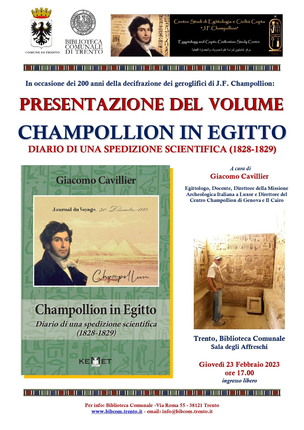 trento_biblioteca_libro-champollion-in-egitto_presentazione_locandina