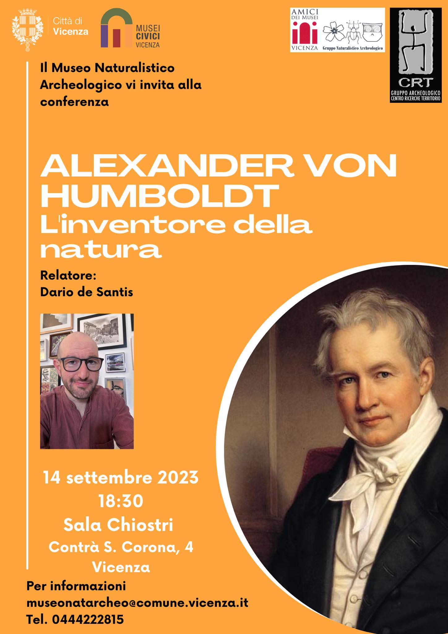 vicenza_chiostri-santa-corona_conferenza-alexander-von-humboldt-l-inventore-della-natura_locandina
