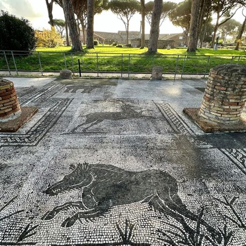 ostia-antica_parco_area-archeologica_piazzale-delle-corporazioni_mosaico-animali-selvatici_foto-parco-ostia-antica