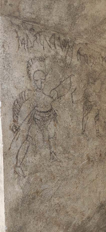 pompei_regio-IX_insula-10_salone-nero_sottoscala_graffito-con-gladiatori_foto-parco-archeologico-pompei