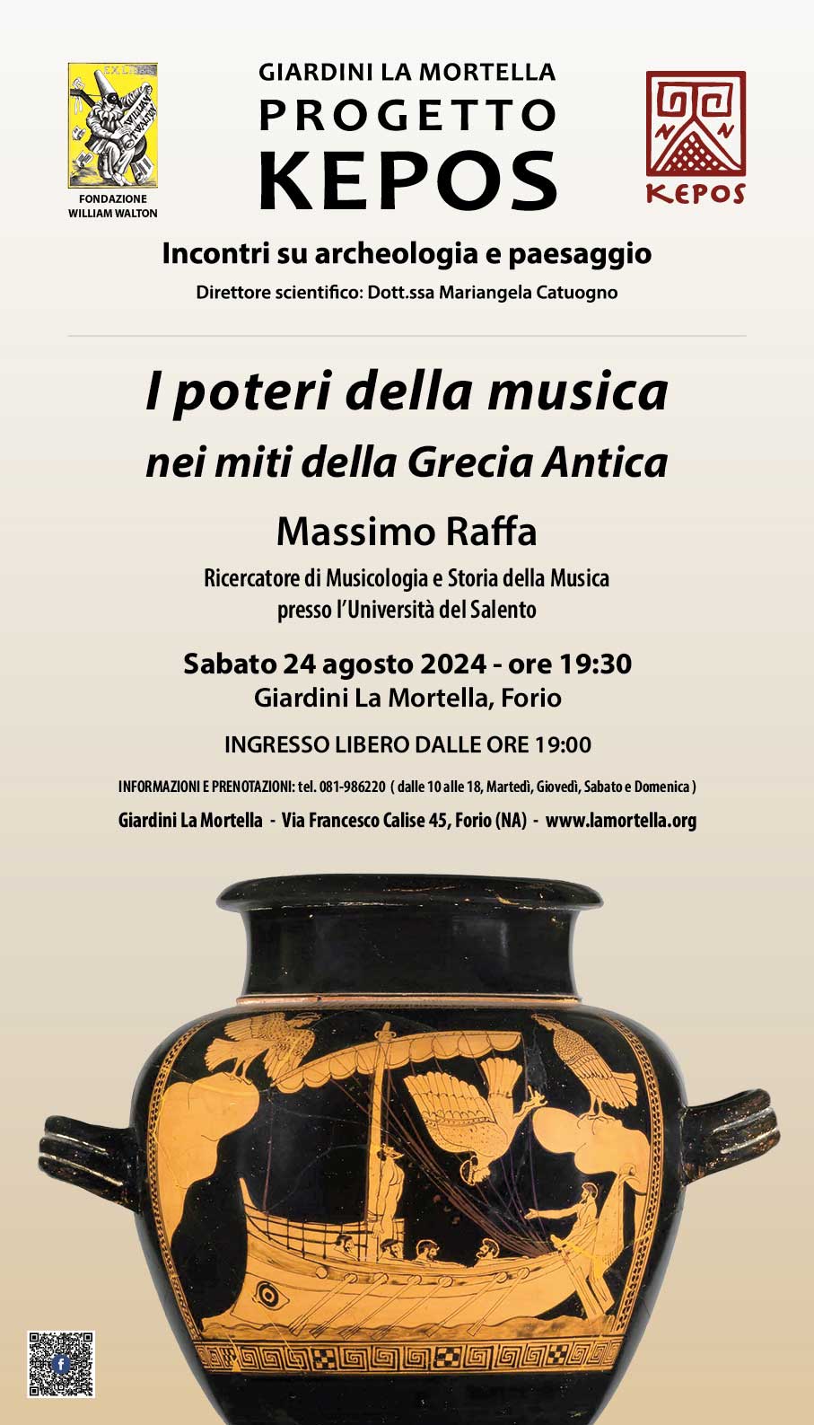 ischia_giardini-la-mortella_progetto-kepos_conferenza-i-poteri-della-musica-nei-miti-della-grecia-antica_massimo-raffa_locandina