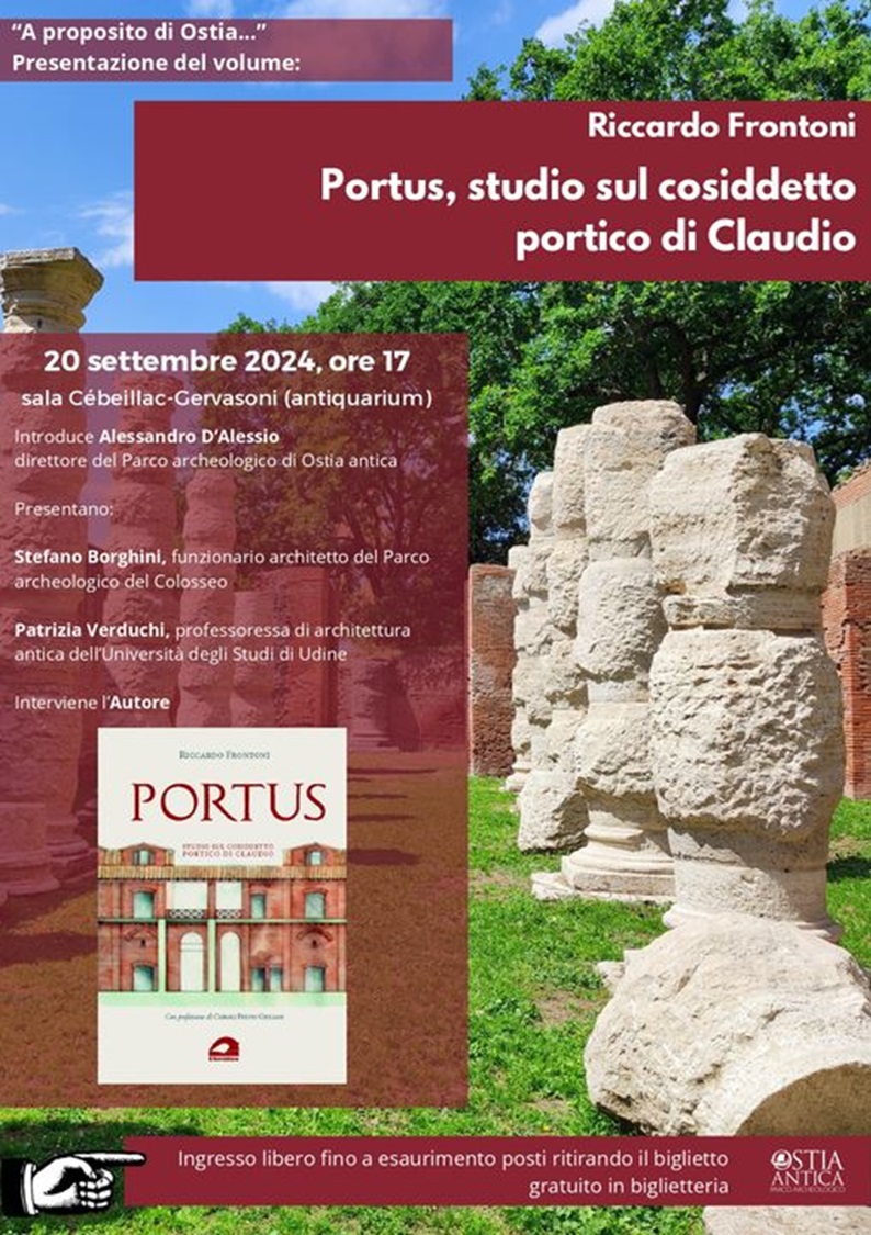 ostia-antica_antiquarium_libro-portus-studio-sul-cosiddetto-portico-di-claudio_riccardo-frontoni_presentazione_locandina