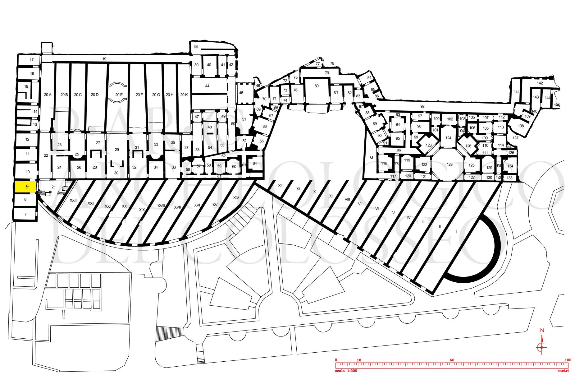 roma_domus-aurea_planimetraia-generale-del-padiglione_in-giallo-ambiente-9_foto-PArCo